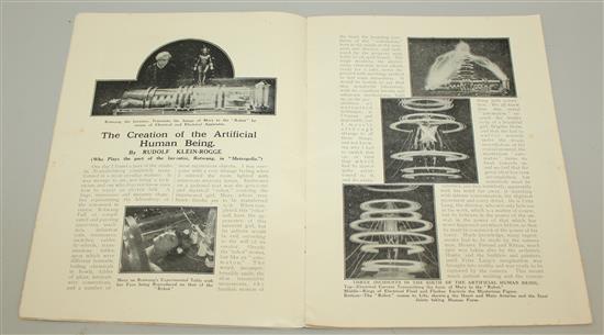 Metropolis film programme 1927. The Metropolis Magazine, Wardour Films Ltd,